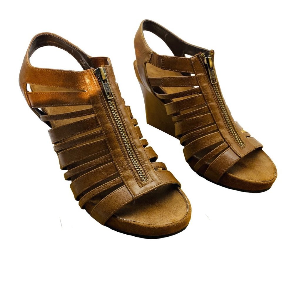 Aerosoles Women Size 10 Brown Faux Suede Open Toes 4”‎ Wedge Heel Sandals